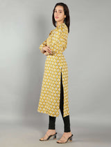 Women Yellow Abstract Print Kurti