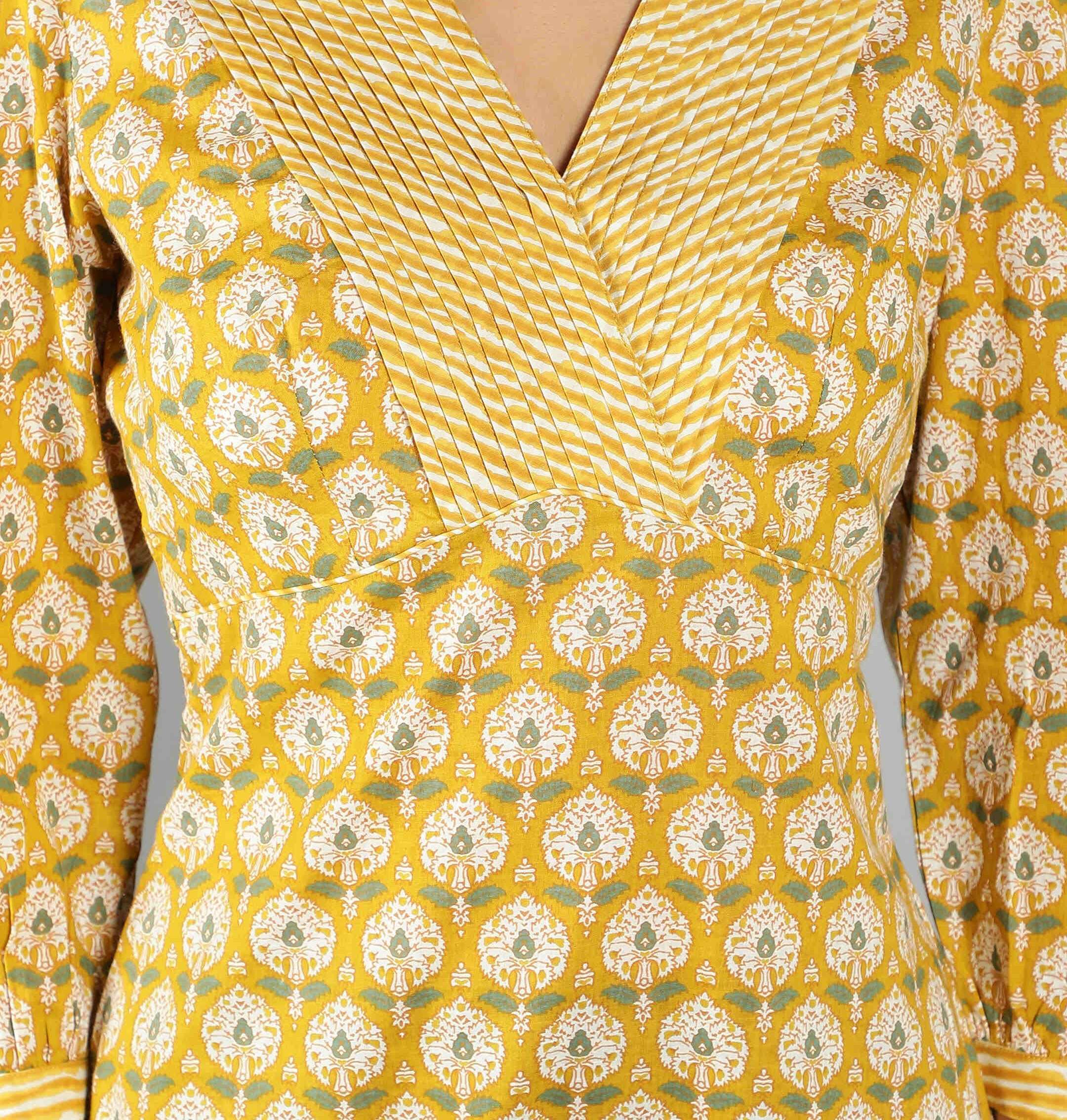 Women Yellow Abstract Print Kurti