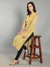 Women Yellow Abstract Print Kurti