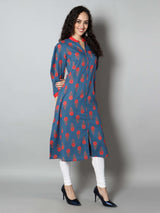 Women Navy Blue and Red A-Line Dress