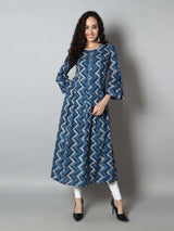 Women Navy Blue and Beige A-Line Dress