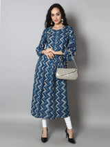 Women Navy Blue and Beige A-Line Dress