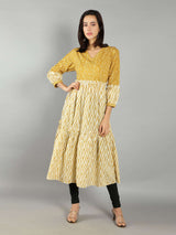 Women Mustard Fit and Flare Dress