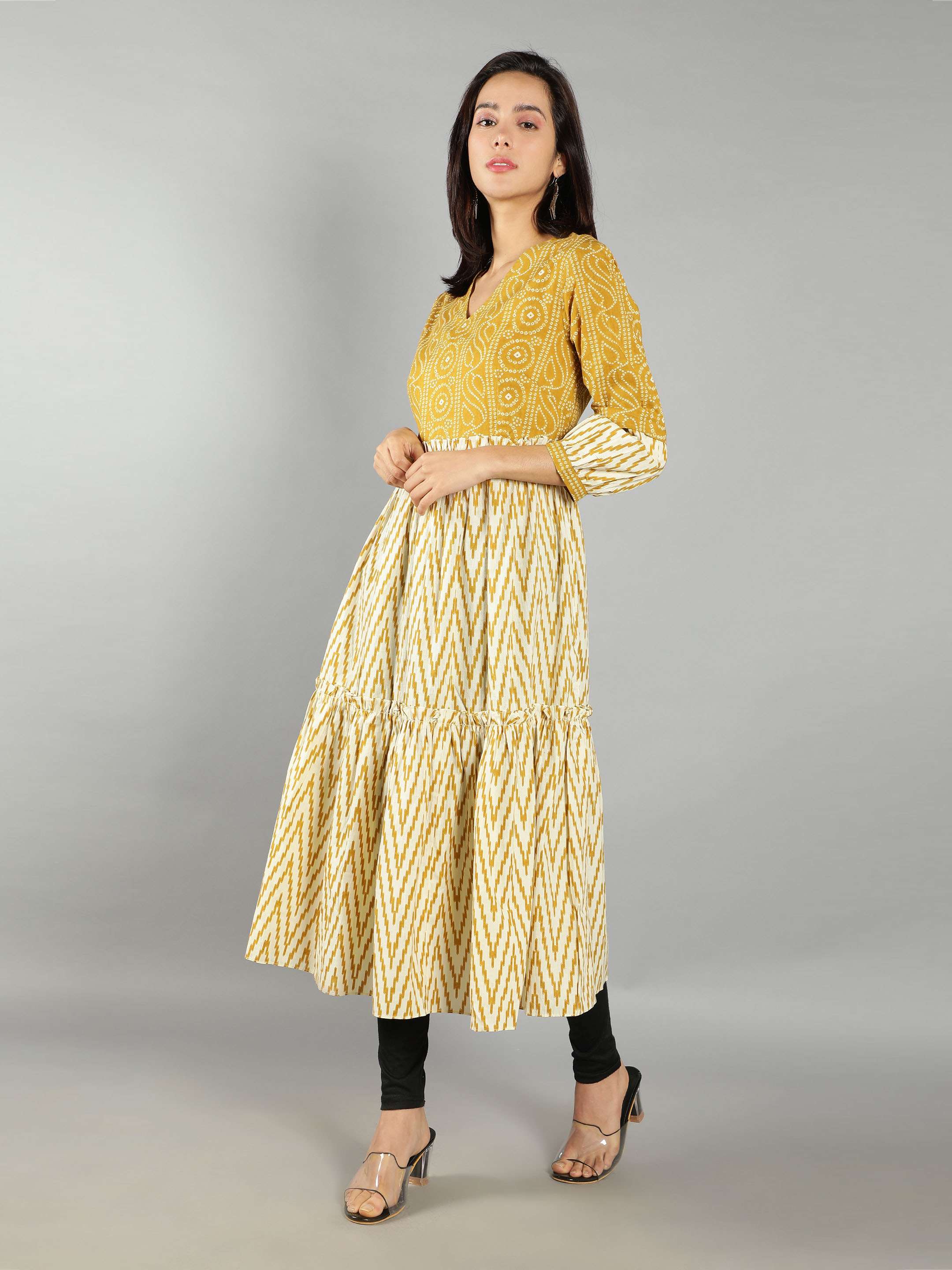 Women Mustard Fit and Flare Dress