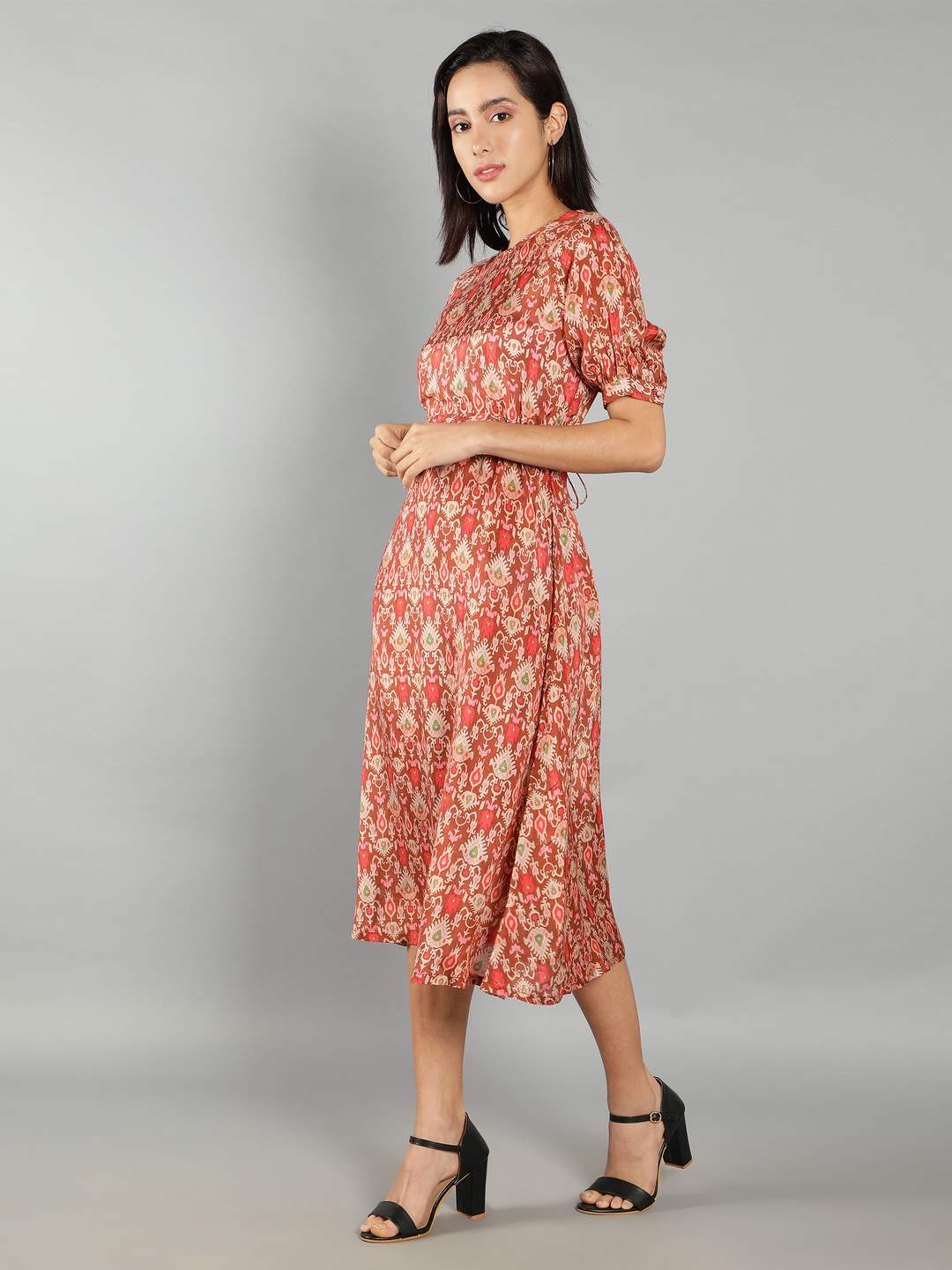 Women Rust A-Line Dress