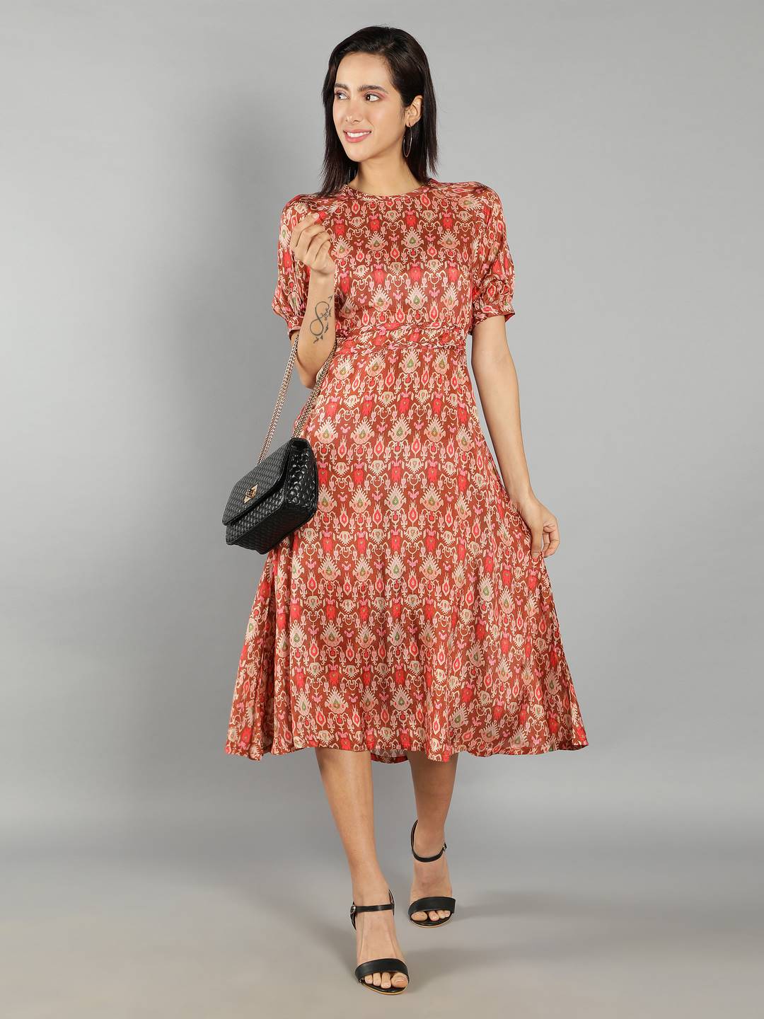 Women Rust A-Line Dress