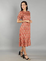 Women Rust A-Line Dress