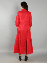 Women Solid Red A-Line Dress