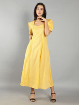 Women Bright Yellow A-Line Dress