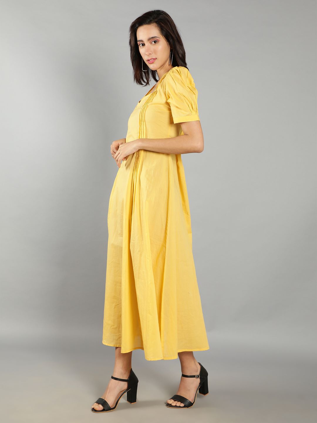 Women Bright Yellow A-Line Dress