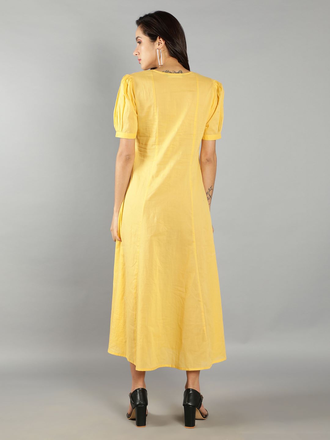 Women Bright Yellow A-Line Dress