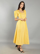 Women Bright Yellow A-Line Dress