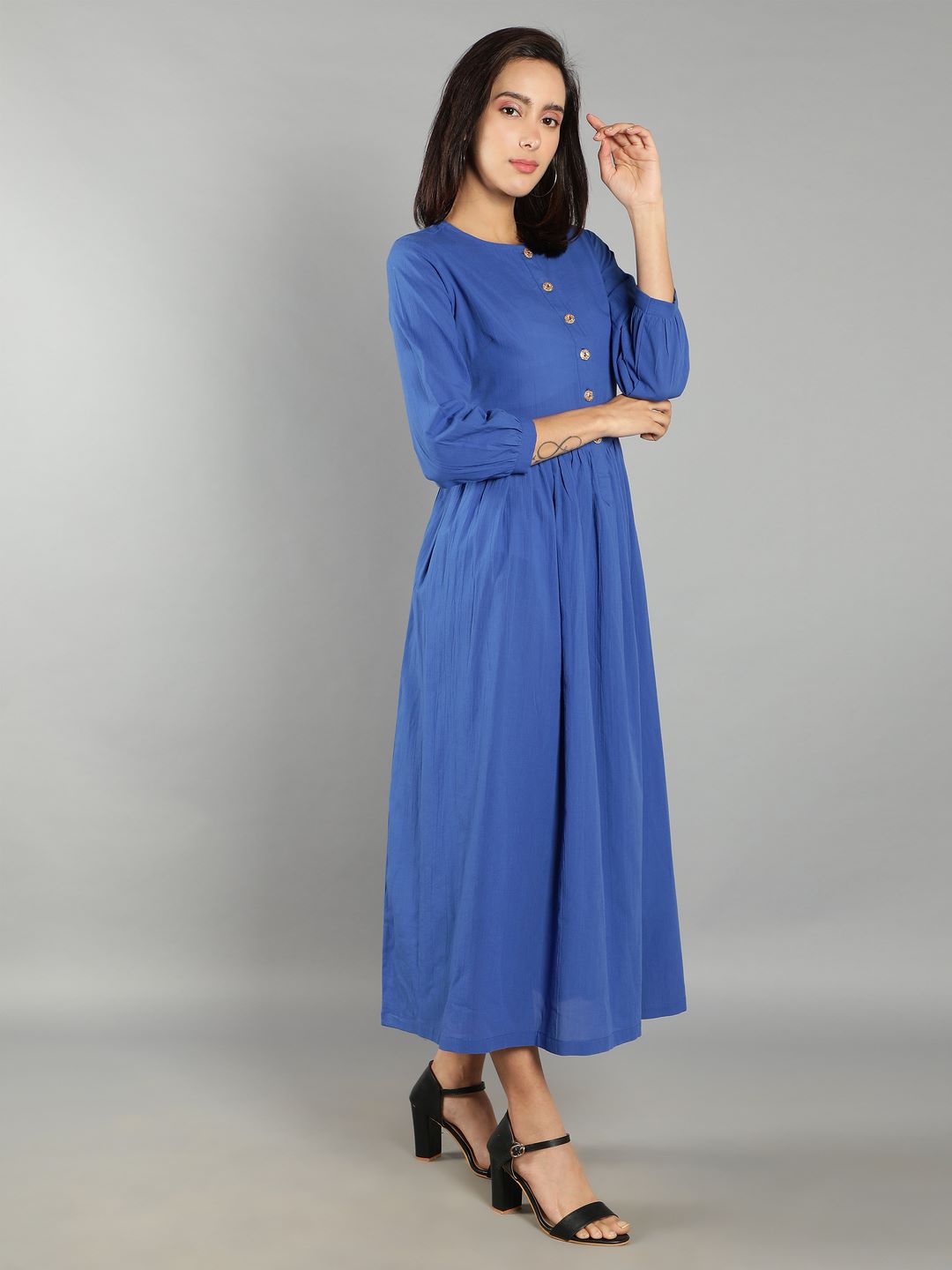 Women Royal Blue A-Line Dress