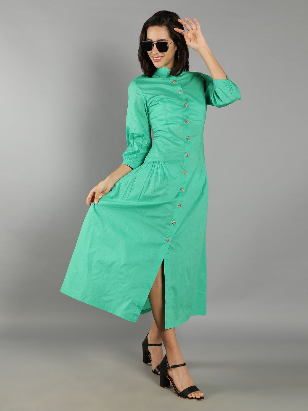 Women Mint Green A-Line Dress