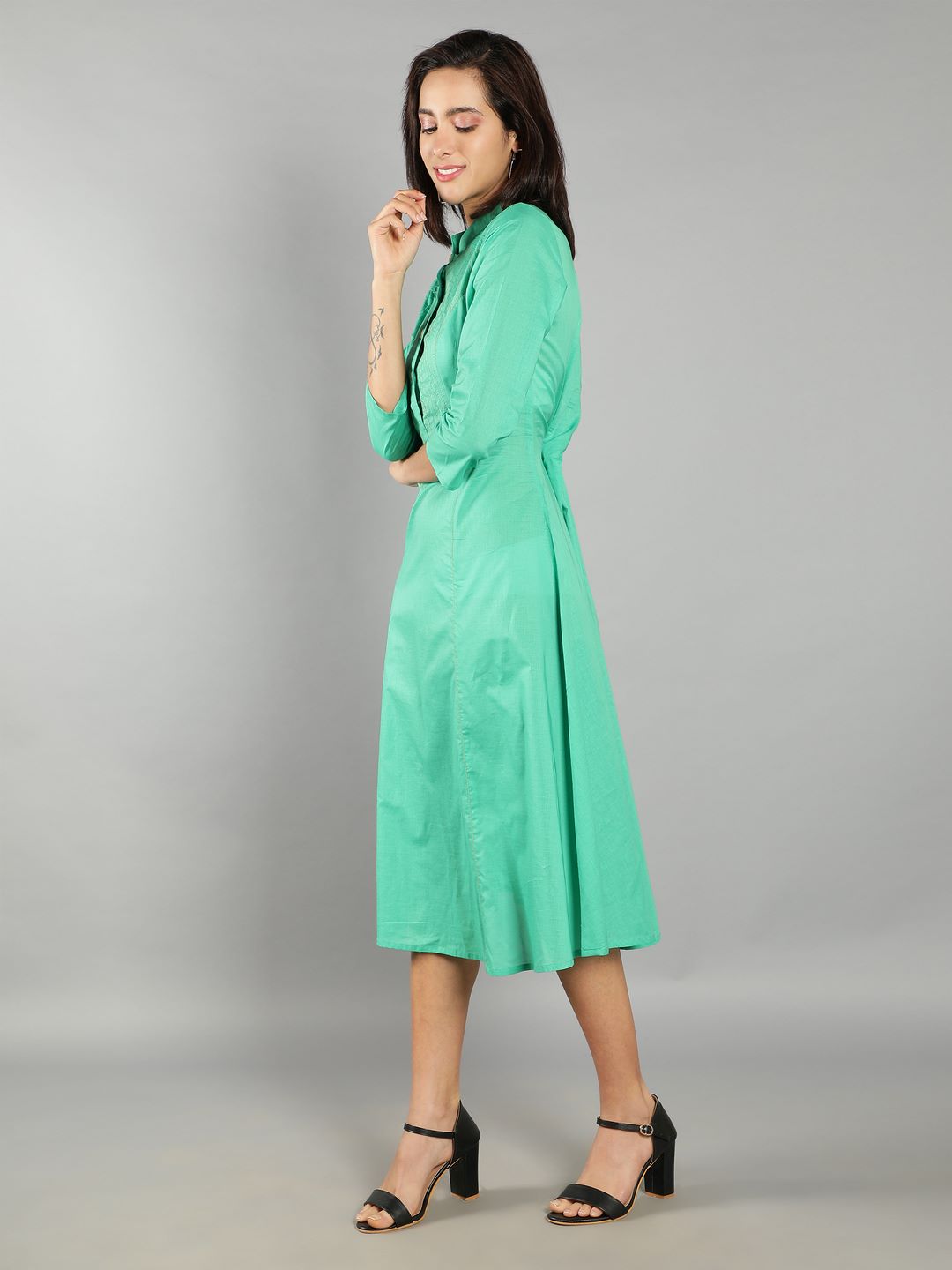 Women Soft Mint Green A-Line Dress