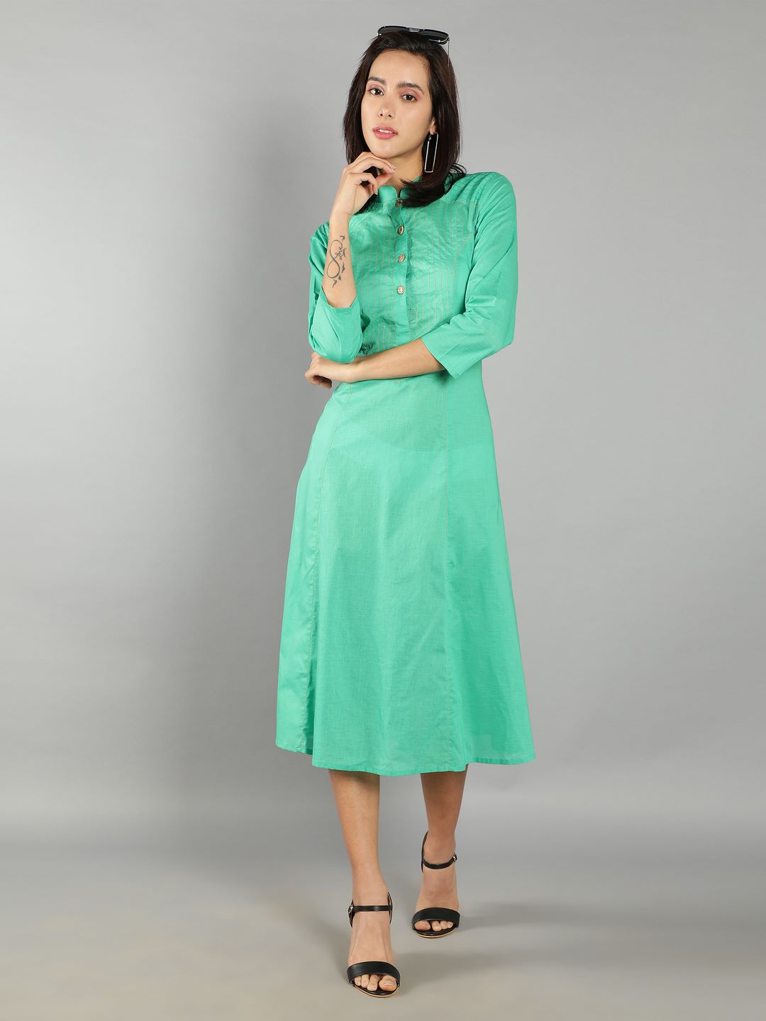 Women Soft Mint Green A-Line Dress