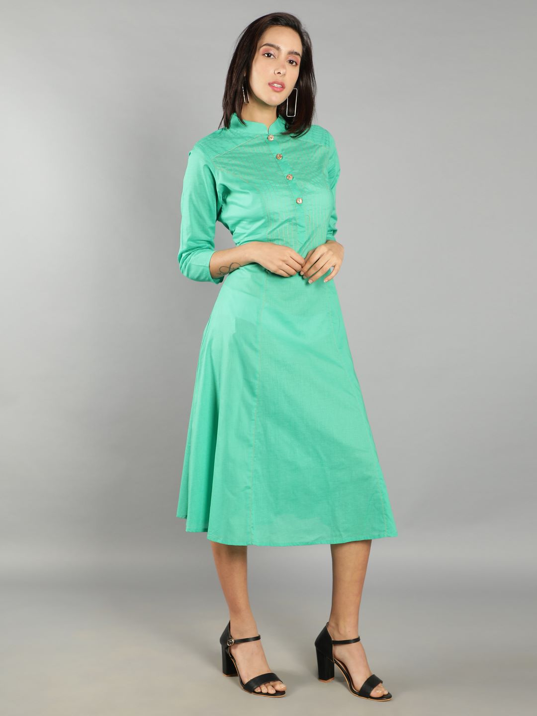 Women Soft Mint Green A-Line Dress