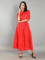 Women Cherry Red A-Line Dress