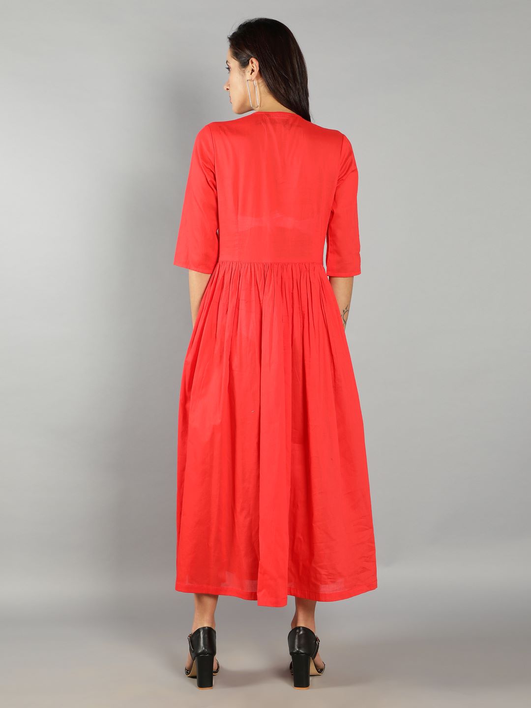 Women Cherry Red A-Line Dress