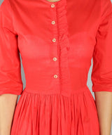 Women Cherry Red A-Line Dress