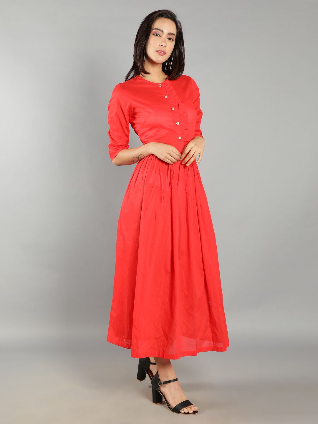 Women Cherry Red A-Line Dress