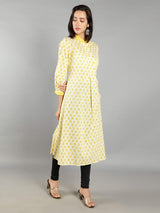 Women White, Yellow A-Line Dress