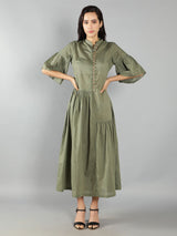 Women Green Fit and Flare Dress