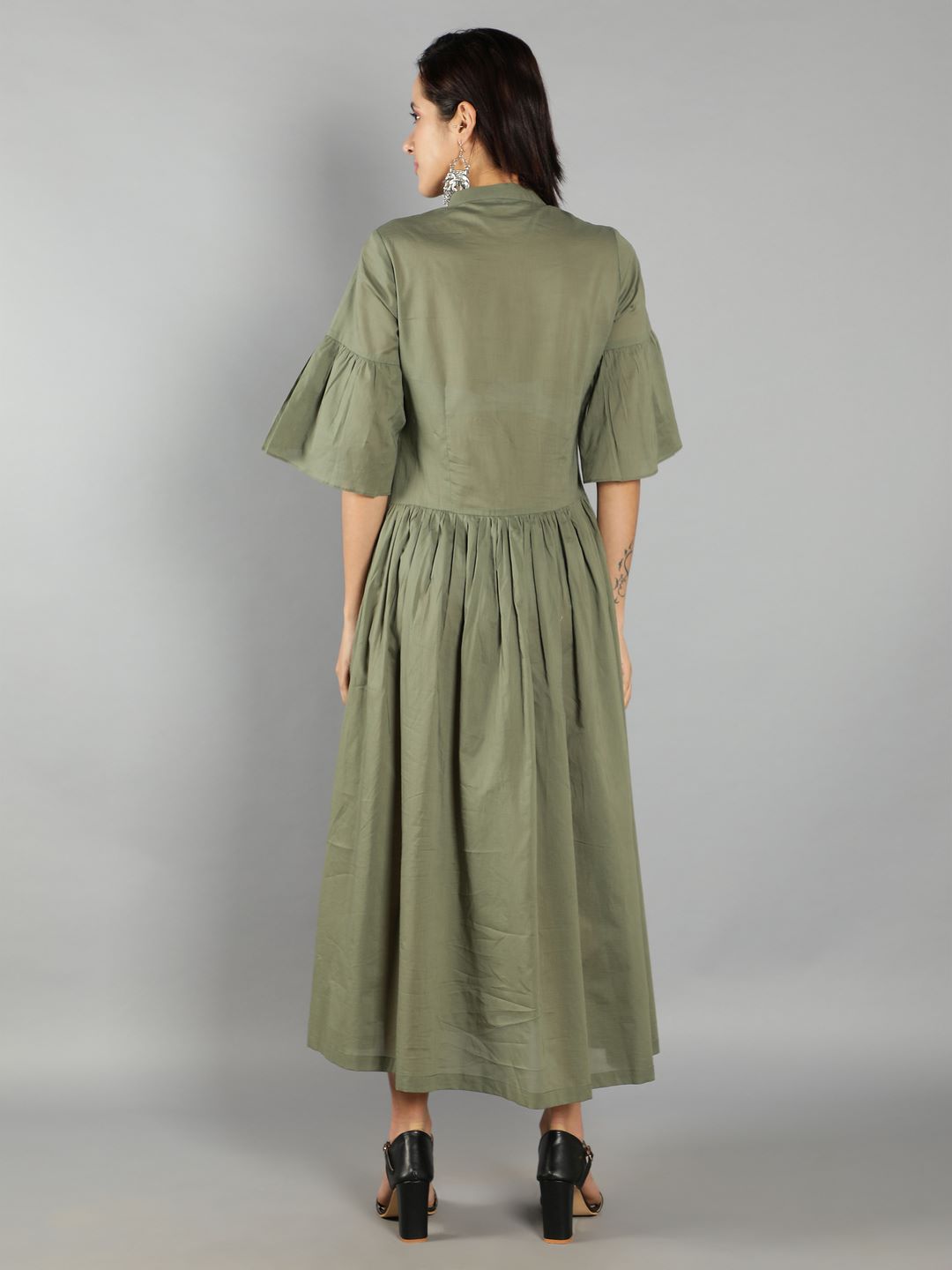 Women Green Fit and Flare Dress