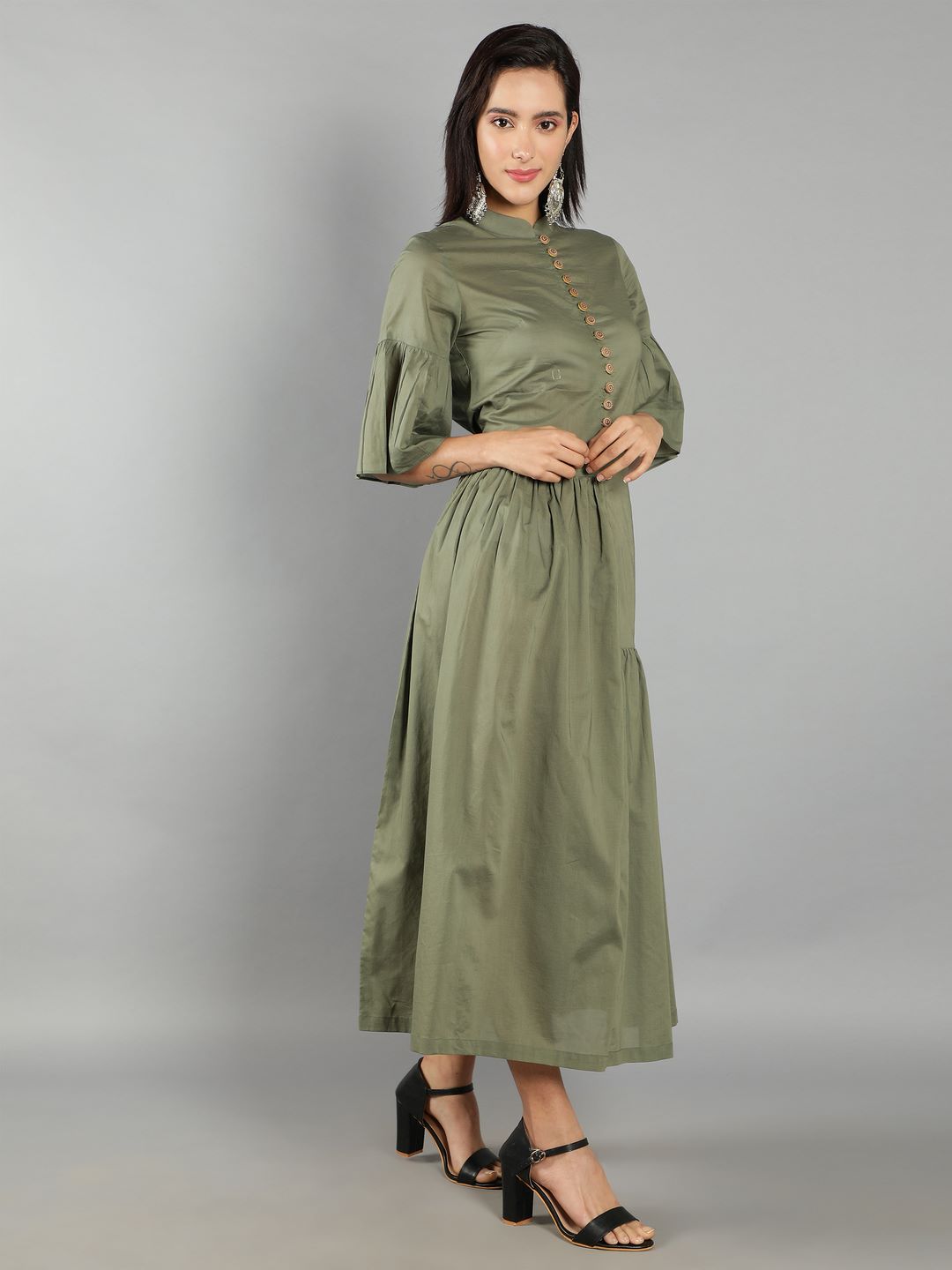 Women Green Fit and Flare Dress