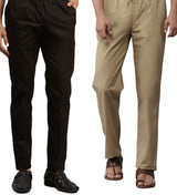 Men Black & Brown Cotton Pack Of 2 Solid Combo Pajama