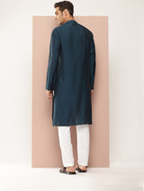Men Black And Gold Chanderi Silk Sequins Kurta