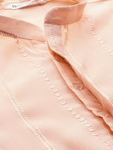 Men Light Pink Sequins Embroidered Pure Chanderi Silk Straight Kurta