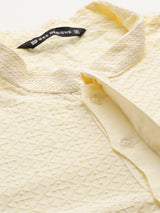 Men Cream Embroidered Chikankari Rayon Straight Kurta