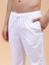 Men White And Tan Ombre Dyed Pure Cotton Kurta With White pyjama