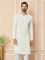 Cream Embroidered Chikankari Rayon Straight Kurta