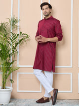 Maroon Thread Work Straight Kurta