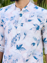 Pink Tropical Printed Rayon Short Kurta