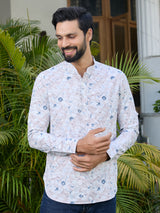 Beige Tropical Printed Rayon Short Kurta