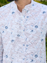 Beige Tropical Printed Rayon Short Kurta