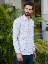 Beige Tropical Printed Rayon Short Kurta