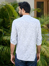 Gray Tropical Printed Rayon Short Kurta