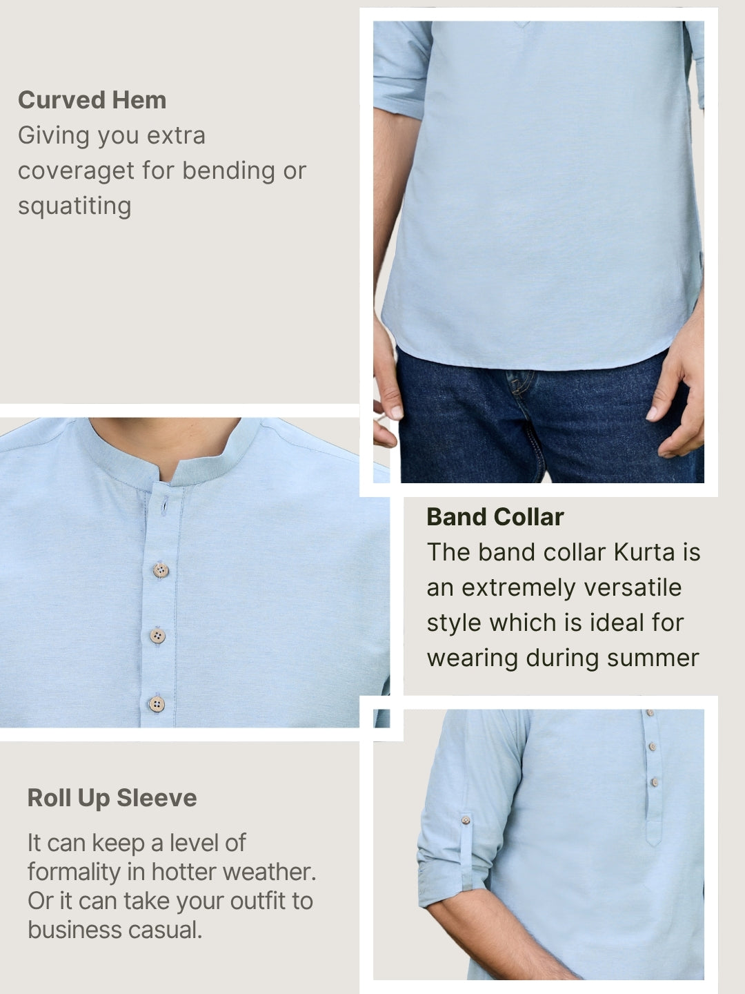 Blue Deluxe Cotton Short Kurta