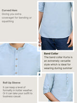 Blue Deluxe Cotton Short Kurta