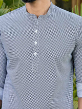 Black Floral Printed Rayon Short Kurta
