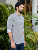 Black Floral Printed Rayon Short Kurta