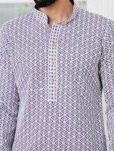 Purple Thread Embroidered and Sequin Rayon Straight Kurta