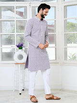 Purple Thread Embroidered and Sequin Rayon Straight Kurta