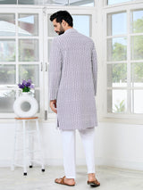 Purple Thread Embroidered and Sequin Rayon Straight Kurta