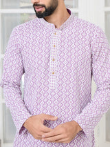 Pastel Purple Thread Embroidered and Sequin Rayon Straight Kurta