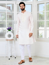 Light peach Sequins Embroidered Rayon Straight Kurta with Yoke Design